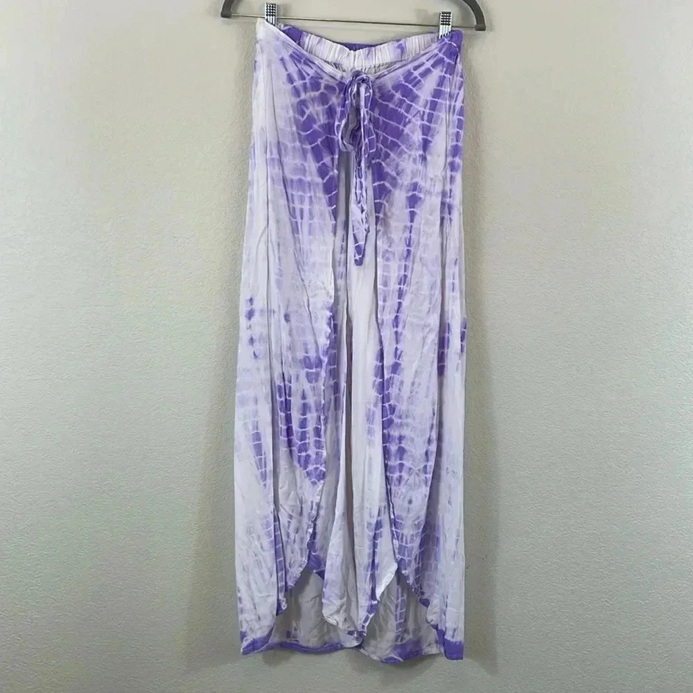 Kiwi + Punch tie dye purple wrap pants/swim cover size large
